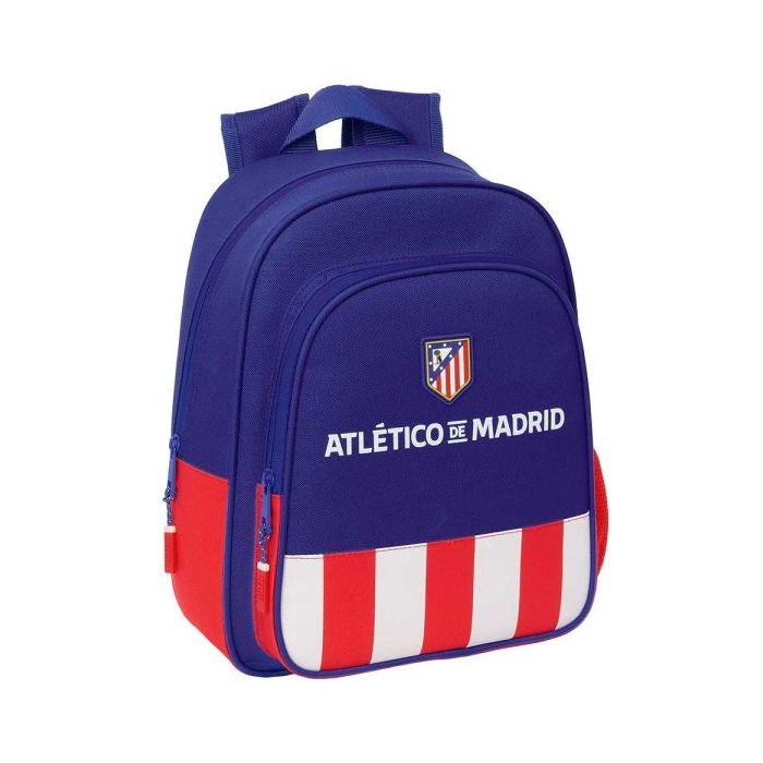 Safta Atletico de Madrid Mochila Infantil - Adaptable a Carro - Portabotellas - Hombreras Acolchadas - Bolsillo Frontal - Asa de Mano Superior - 9L - 270x100x330mm - Color Azul Marino