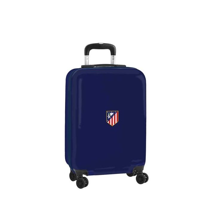 Safta Atletico de Madrid Maleta Trolley de Cabina 20” - Cierre con Candado - Panel con Cremallera - Cintas con PVC - Asa Flexible - Ruedas Giratorias - 345x200x550mm - Color Azul Marino