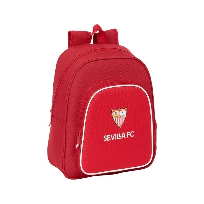 Safta Sevilla FC Mochila Infantil - Resistente al Agua - Hombreras Acolchadas - Portabotellas - Asa de Mano - 10L - Compatible con Carrito - 280x100x340mm - Color Rojo