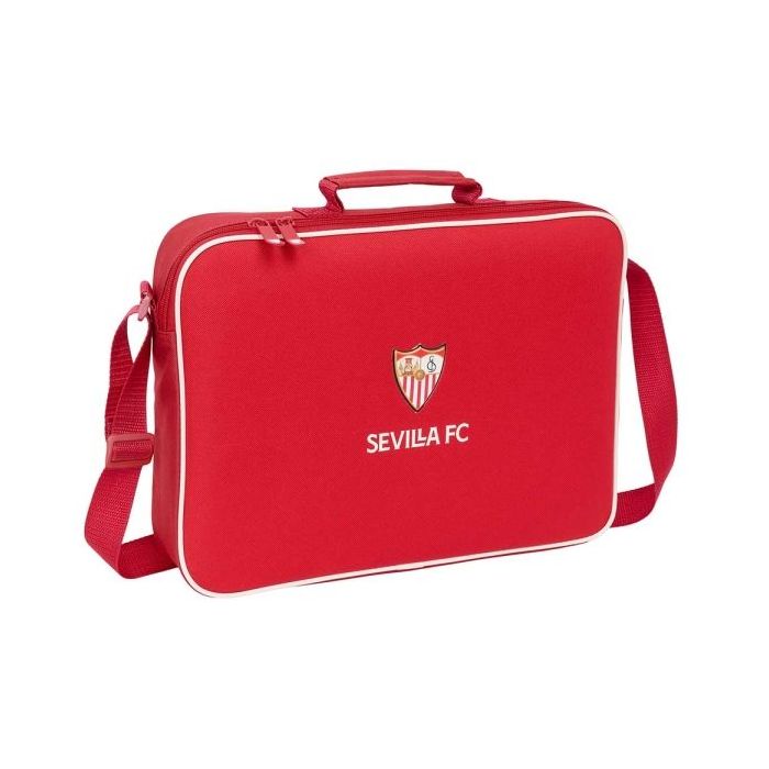 Safta Sevilla FC Maletin con Cremallera - Bandolera Ajustable - Asa Forrada - Doble Tirador - Fondo Semirigido - Resistente al Agua - 6L - 380x60x280mm - Color Rojo
