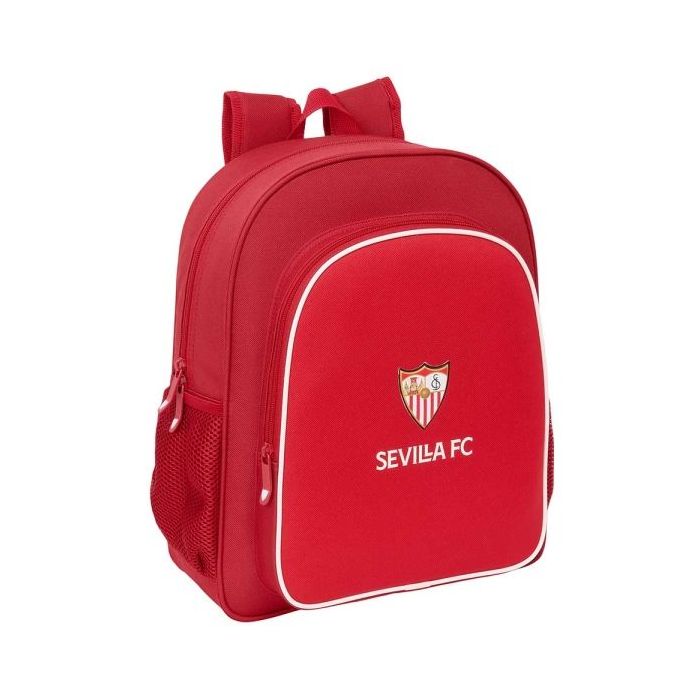 Safta Sevilla FC Mochila - Adaptable a Carro - Portabotellas - Tirador Doble - Hombreras Ergonomicas y Acolchadas - Bolsillo Frontal - Asa de Mano Superior - 15L - 320x120x380mm - Color Rojo