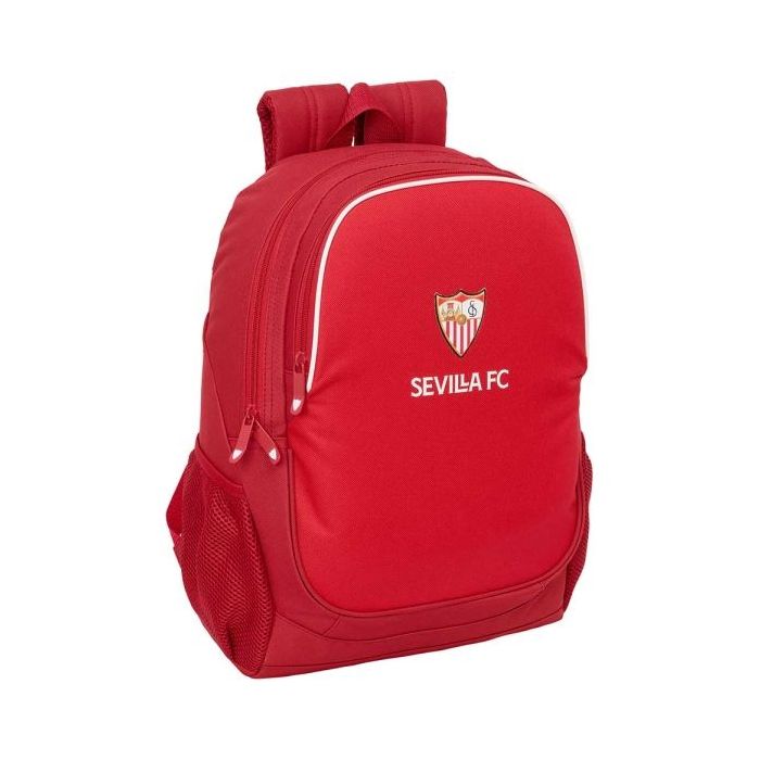 Safta Sevilla FC Mochila Adaptable a Carro - Portabotellas - Dos Compartimentos Grandes - Tirador Doble - Hombreras Ergonomicas y Acolchadas - Asa de Mano Superior - 23L - 320x160x440mm - Color Rojo