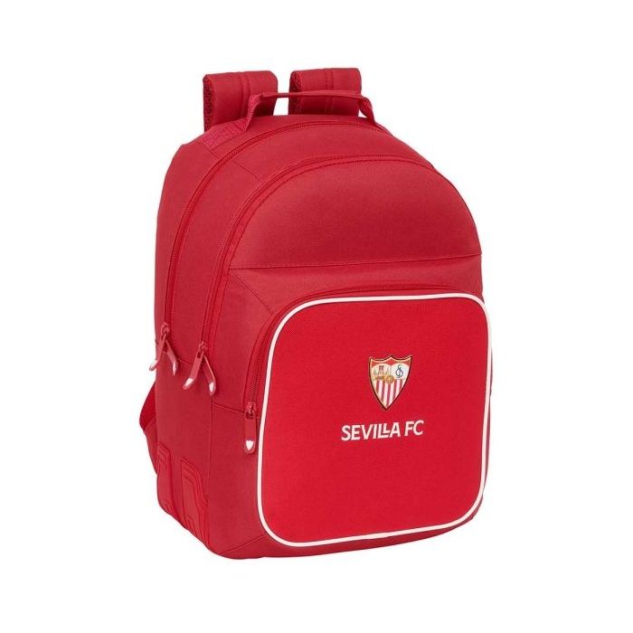 Safta Sevilla FC Mochila con 2 Compartimentos - Antirozaduras - Adaptable a Carro - Bolsillo Frontal - Portabotellas - Tirador Doble - Hombreras Ergonomicas - 20L - 320x150x420mm - Color Rojo