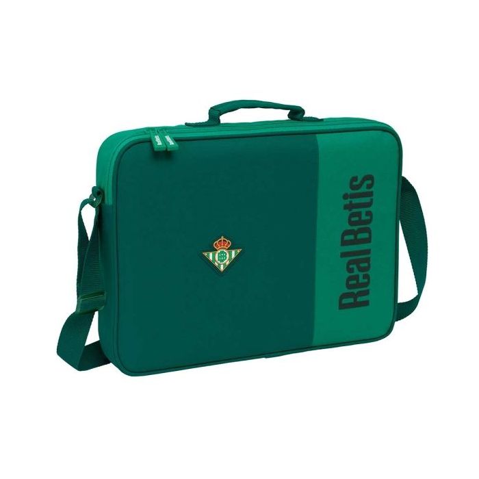 Safta Real Betis Balompie Maletin con Cremallera - Bandolera Ajustable - Asa Forrada - Doble Tirador Cremallera - Fondo Semirigido - Resistente al Agua - 6L - 380x60x280mm - Color Verde