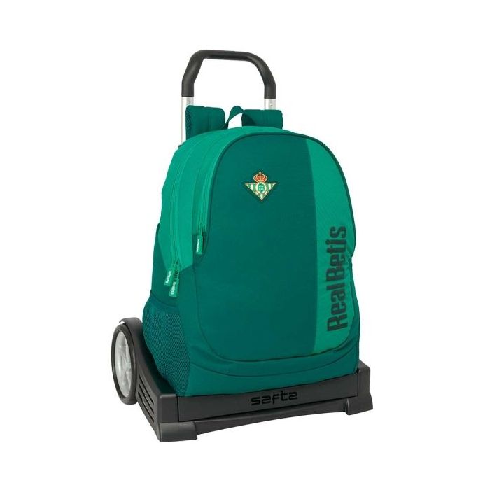 Safta Real Betis Balompie Mochila con Carro - Tirador Doble - Hombreras Ergonomicas - Bolsillo Frontal - Mochila Extraible - Ruedas Antivibracion - Base Reforzada - 320x140x430mm - Color Verde