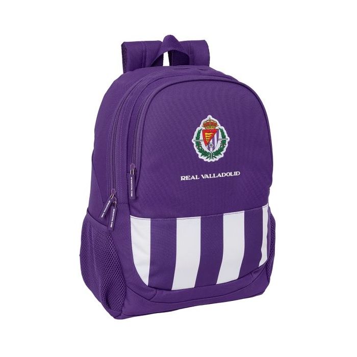 Safta Real Valladolid Mochila Adaptable a Carro - Portabotellas - Dos Compartimentos Grandes - Tirador Doble - Hombreras Ergonomicas y Acolchadas - Asa de Mano - 23L - 320x160x440mm - Color Morado