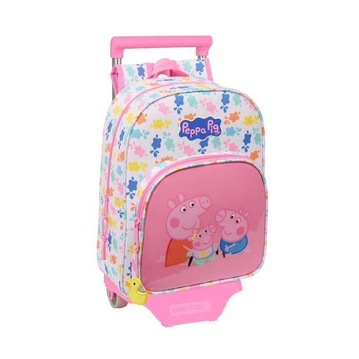 Safta Peppa Pig Baby Pig Mochila con Carro - Portabotellas - Hombreras Acolchadas - Asa Superior - Mochila Extraible - Material Resistente - 10L - 26x11x67cm - Color Rosa
