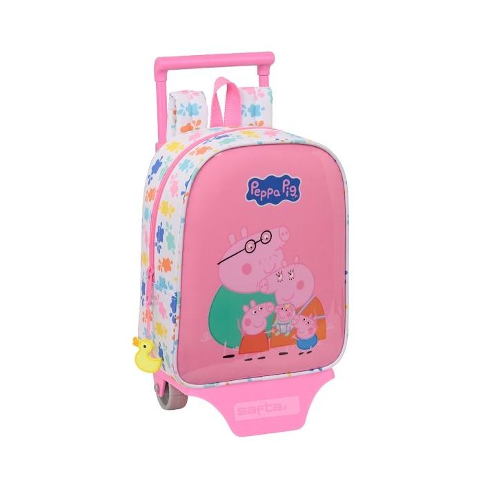 Safta Peppa Pig Baby Pig Mochila con Carro - Tarjeta ID - Asa Superior - Mochila Extraible - Carro Resistente - 6L - 220x100x270mm - Color Rosa