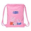Safta Peppa Pig Baby Pig Saco Plano - Bolsillo con Cremallera - Cierre con Cordones - 3L - 260x10x340mm - Color Rosa