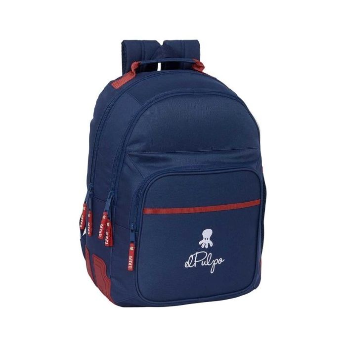 Safta el Pulpo Mochila con 2 Compartimentos - Antirozaduras - Adaptable a Carro - Bolsillo Frontal - Portabotellas - Tirador Doble - Hombreras Ergonomicas - 20L - 320x150x420mm - Color Azul Marino