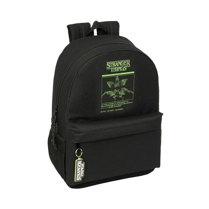 Safta Stranger Things Mochila Adaptable a Carro - Bolsillos Laterales - Doble Tirador en Cremallera - Bolsillo Frontal - Hombreras Ergonomicas - 19L - 300x140x460mm - Color Negro