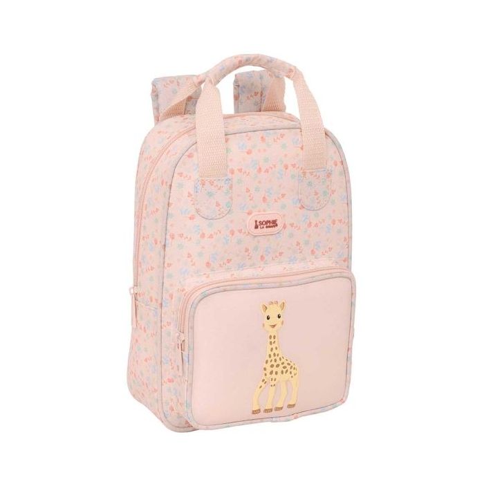 Safta Sophie la Girafe Joy Mochila Infantil - Bolsillo Frontal - Tarjeta ID - Hombreras Acolchadas - Material Reciclado - Resistente al Agua - 4.5 L - 200x80x280mm - Color Rosa Pastel
