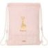 Safta Sophie la Girafe Joy Saco Plano - Bolsillo con Cremallera - Cierre con Cordones - Material Reciclado - Repelente al Agua - Compacto y Ligero - 3L - 260x10x340mm - Color Rosa Pastel