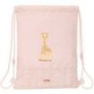 Safta Sophie la Girafe Joy Saco Plano - Bolsillo con Cremallera - Cierre con Cordones - Material Reciclado - Repelente al Agua - Compacto y Ligero - 3L - 260x10x340mm - Color Rosa Pastel