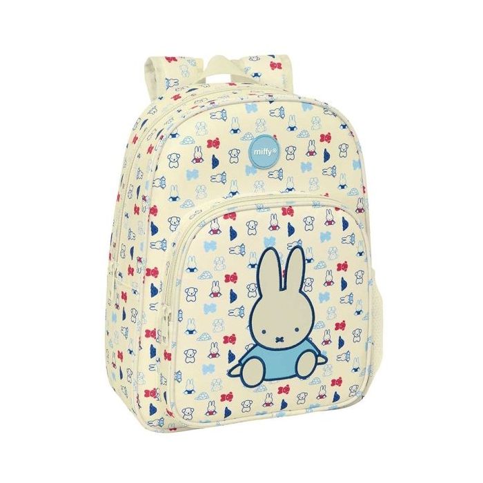 Safta Miffy Buddy Mochila Infantil - Adaptable a Carro - Portabotellas - Hombreras Acolchadas - Material Reciclado - Repelente al Agua - 10L - 260x110x340mm - Color Beige