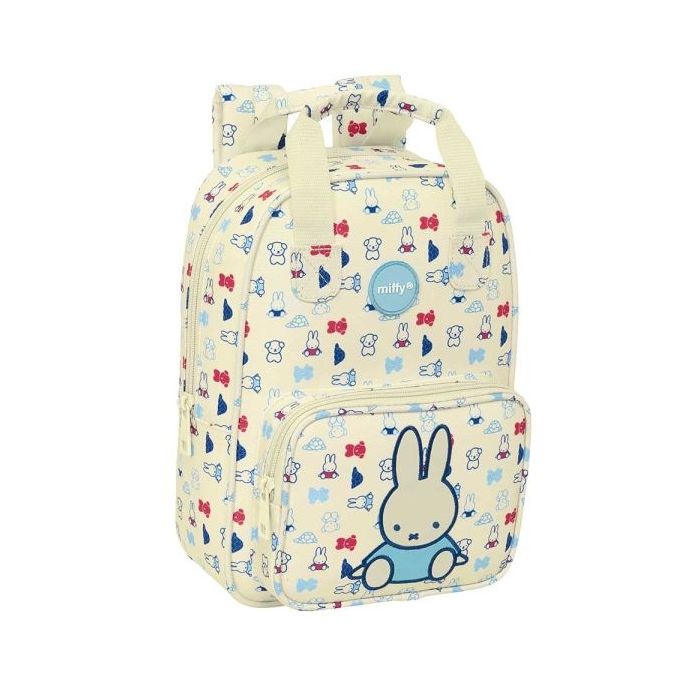 Safta Miffy Buddy Mochila Infantil - Bolsillo Frontal - Tarjeta ID - Hombreras Acolchadas - Material Reciclado - Resistente al Agua - 4.5L - 200x80x280mm - Color Beige