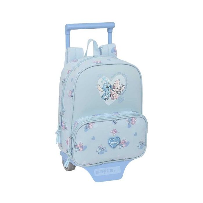 Safta Stitch Mochila con Carro - Tarjeta ID - Bolsillo Frontal - Mochila Extraible - Carro Resistente - Asa Superior Comoda - 6L - 220x100x270mm - Color Azul Claro
