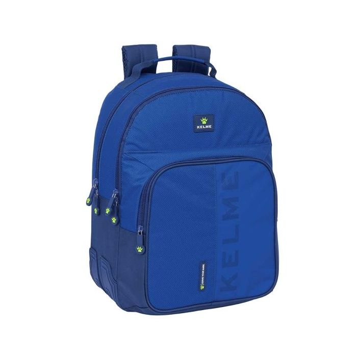 Safta Kelme Blue Mochila con 2 Compartimentos - Antirozaduras - Adaptable a Carro - Bolsillo Frontal - Portabotellas - Tirador Doble - Hombreras Ergonomicas - 20L - 320x150x420mm - Color Azul