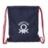 Safta Benetton Together Saco Plano - Bolsillo con Cremallera - Cierre con Cordones - 5L - Compacto y Ligero - 350x10x400mm - Color Azul Marino