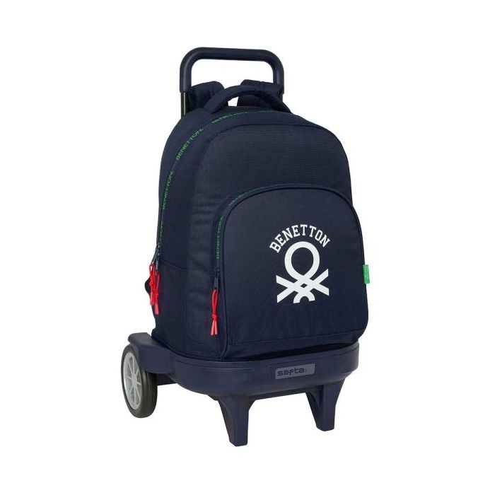 Safta Benetton Together Mochila con Carro - Bolsillo Frontal - Ruedas Antivibracion - Hombreras Acolchadas - Asa Acolchada - Tarjeta ID - Base Reforzada - 330x220x450mm - Color Azul Marino
