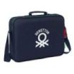 Safta Benetton Together Maletin con Cremallera - Bandolera Ajustable - Asa Forrada - Doble Tirador - Fondo Semirigido - 6L - 380x60x280mm - Color Azul Marino