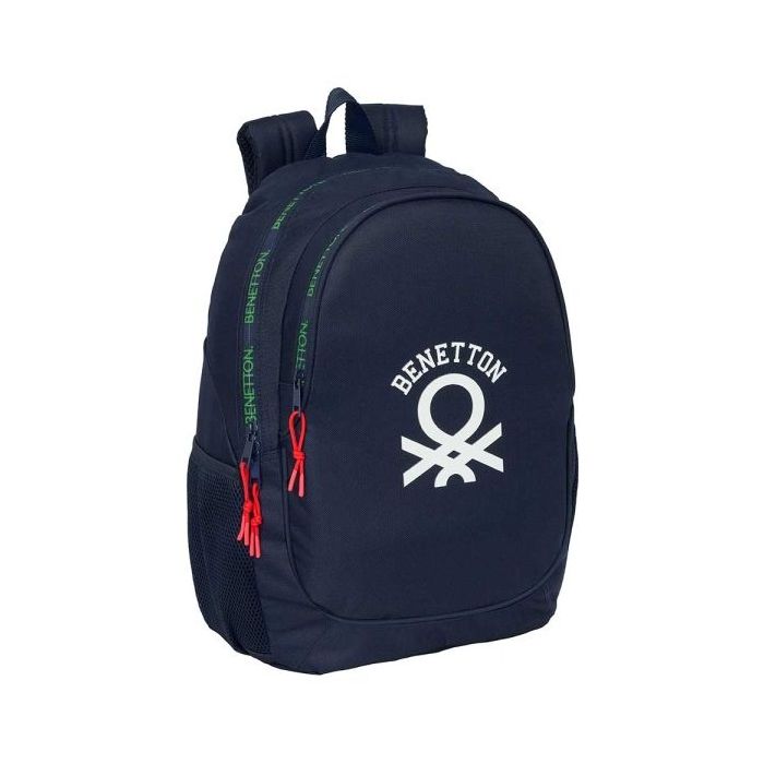 Safta Benetton Together Mochila Adaptable a Carro - Bolsillos Laterales - Dos Compartimentos - Tirador Doble - Hombreras Acolchadas - Asa Superior - 23L - 320x160x440mm - Color Azul Marino