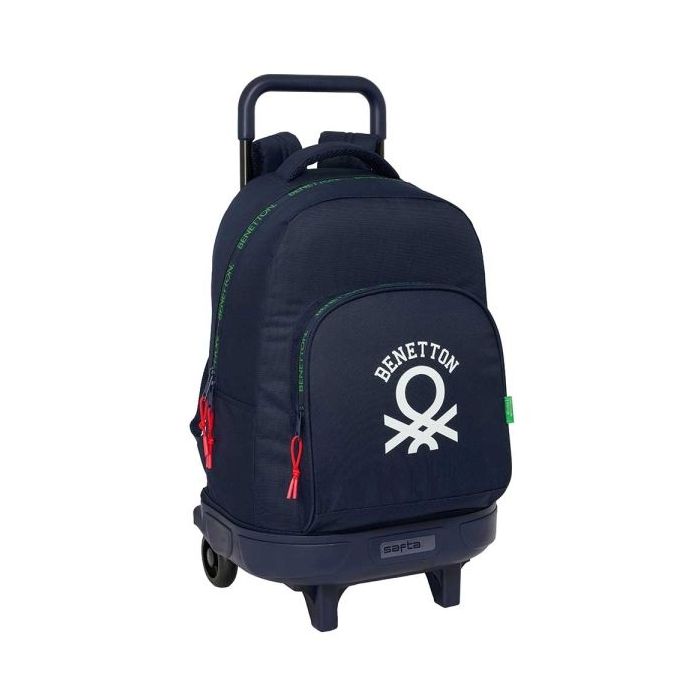 Safta Benetton Together Mochila con Carro - Extraible - Bolsillo Frontal - Portabotellas - Hombreras Acolchadas - Asa Acolchada - Tarjeta ID - Base Reforzada - 330x220x450mm - Color Azul Marino