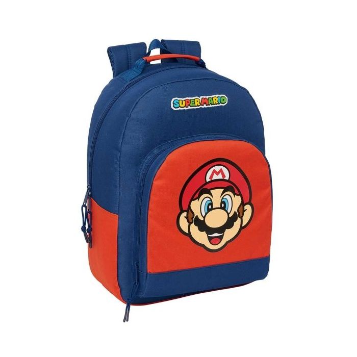 Safta Super Mario Mamma Mia Mochila Adaptable a Carro - Cremallera Doble - Bolsillo Frontal - Hombreras Ergonomicas - Espalda Acolchada - Asa Forrada - 20.10L - 320x150x420mm - Color Rojo y Azul