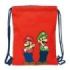 Safta Super Mario Mamma Mia Saco Plano - Bolsillo con Cremallera - Cierre con Cordones - Material Duradero - Compacto y Ligero - 3L - 260x10x340mm - Color Rojo