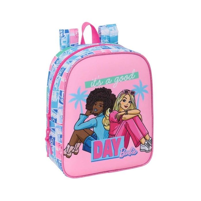 Safta Barbie Mochila Guarderia - Adaptable a Carro - Cremallera - Tarjeta de Identificacion - Asa Superior - 6L - 220x100x270mm - Color Rosa