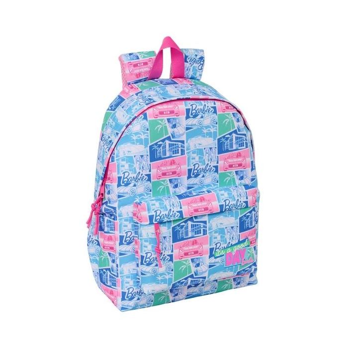 Safta Barbie Mochila para Portatil hasta 14.1" - Interior Acolchado - Bolsillo Frontal - Bolsillo Portabotellas - Tirador Doble - Hombreras Ergonomicas - Asa Superior - 310x130x430mm - Color Azul