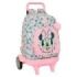 Safta Minnie Mouse Minty Mochila con Carro - Extraible - Bolsillo Frontal - Portabotellas - Tirador Doble - Hombreras Acolchadas - Tarjeta ID - Ruedas Antivibracion - 33x22x45cm - Color Rosa Pastel