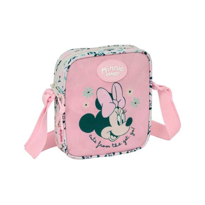 Safta Minnie Mouse Minty Bolsito con Bandolera - 1L - Facil de Llevar - 160x40x180mm - Color Rosa Pastel