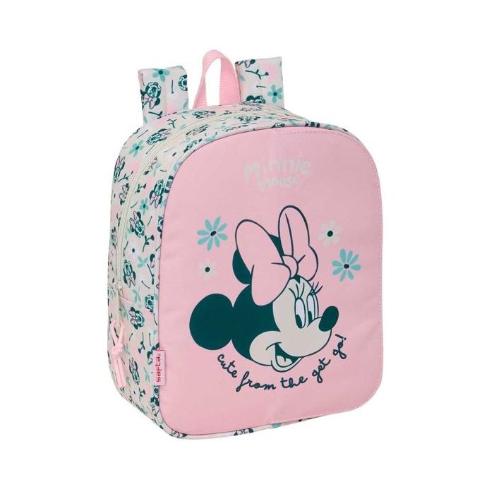 Safta Minnie Mouse Minty Mochila Guarderia - Adaptable a Carro - Tarjeta de Identificacion - Asa de Mano Superior - 6L - 220x100x270mm - Color Rosa Pastel