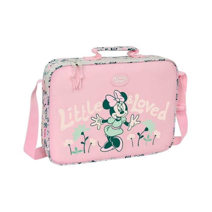 Safta Minnie Mouse Minty Maletin con Cremallera - Bandolera Ajustable - Asa Forrada - Doble Tirador Cremallera - Fondo Semirigido - Compacta y Ligera - 6L - 380x60x280mm - Color Rosa Pastel