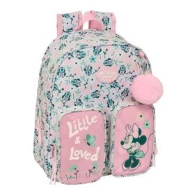Safta Minnie Mouse Minty Mochila Infantil - Adaptable a Carro - Portabotellas - Hombreras Acolchadas - Bolsillo Frontal - Asa Superior - 9.5L - 280x100x340mm - Color Rosa Pastel