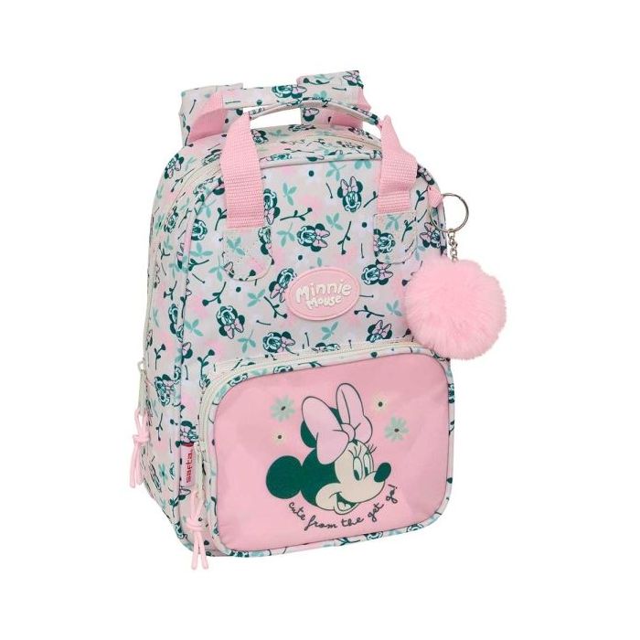 Safta Minnie Mouse Minty Mochila Infantil - Bolsillo Frontal - Tarjeta ID - Hombreras Acolchadas - Asa Forrada - 4.5L - 200x80x280mm - Color Rosa Pastel