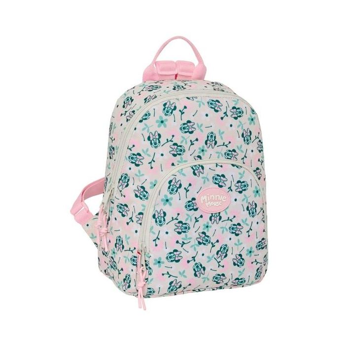 Safta Minnie Mouse Minty Mini Mochila - Bolsillo Frontal - Cremallera Doble - Bolsillo Trasero con Cierre - Hombreras Ajustables - Asa Superior - 250x130x300mm - Color Rosa Pastel