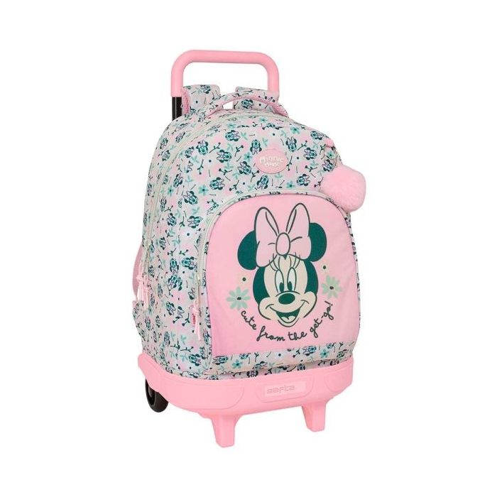 Safta Minnie Mouse Minty Mochila con Carro - Extraible - Bolsillo Frontal - Portabotellas - Tirador Doble - Hombreras Acolchadas - Asa Acolchada - Tarjeta ID - 33L - 330x220x450mm - Color Rosa Pastel