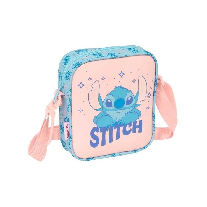 Safta Stitch Ohana Bolsito con Bandolera - 1L - Ideal para Uso Diario - 160x40x180mm - Color Azul Claro