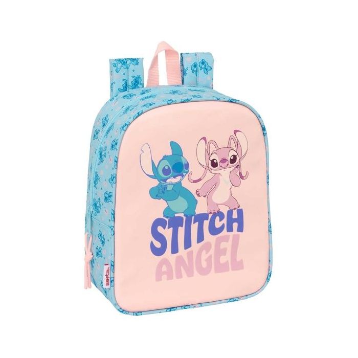 Safta Stitch Ohana Mochila Guarderia - Adaptable a Carro - Cremallera - Tarjeta de Identificacion - Asa de Mano - 6L - 220x100x270mm - Color Azul Claro