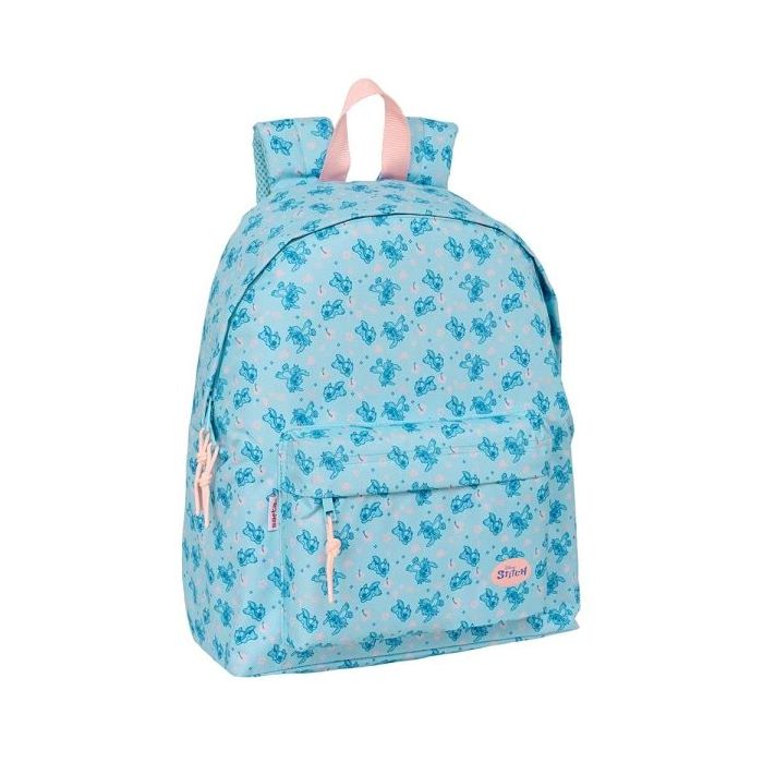 Safta Stitch Ohana Mochila - Bolsillo Frontal - Hombreras Acolchadas - Espalda Acolchada - Doble Tirador en Cremallera - Asa de Mano Superior - 20.80L - 330x150x420mm - Color Azul Claro