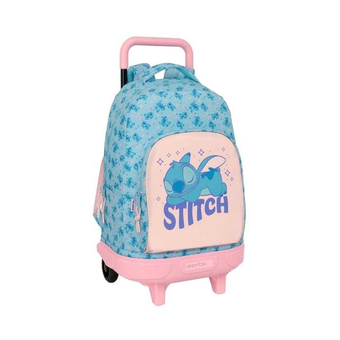 Safta Stitch Ohana Mochila con Carro - Extraible - Bolsillo Frontal - Portabotellas - Tirador Doble - Hombreras Acolchadas - Asa Acolchada - Tarjeta ID - 33L - 330x220x450mm - Color Azul Claro