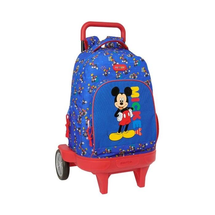 Safta Mickey Mouse Today Mochila con Carro - Bolsillo Frontal - Ruedas Antivibracion - Hombreras Acolchadas - Asa Acolchada - Mochila Extraible - Base Reforzada - 330x220x450mm - Color Azul