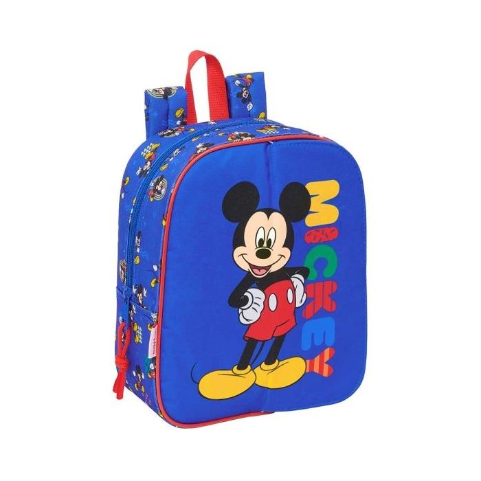 Safta Mickey Mouse Today Mochila Guarderia - Solapa Imantada - Adapatable a Carro - Cremallera - Tarjeta ID - Asa de Mano - 6L - 220x100x270mm - Color Azul
