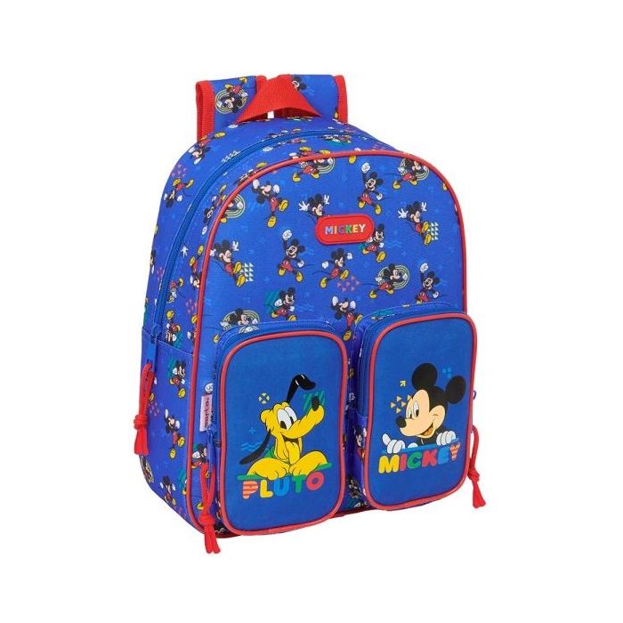 Safta Mickey Mouse Today Mochila Infantil - Adaptable a Carro - Portabotellas - Hombreras Acolchadas - Bolsillo Frontal - Asa Superior - 9.5L - 280x100x340mm - Color Azul