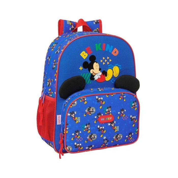 Safta Mickey Mouse Today Mochila - Adaptable a Carro - Portabotellas - Tirador Doble - Hombreras Ergonomicas Acolchadas - Bolsillo Frontal - Asa de Mano Superior - 15L - 320x120x380mm - Color Azul