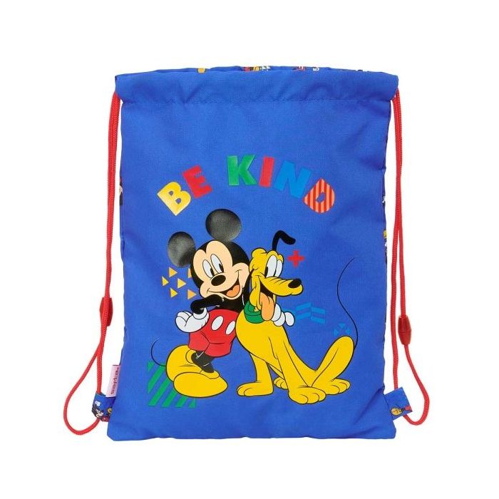 Safta Mickey Mouse Today Saco Plano - Bolsillo con Cremallera - Cierre con Cordones - 3L - Materiales Duraderos - 260x10x340mm - Color Azul