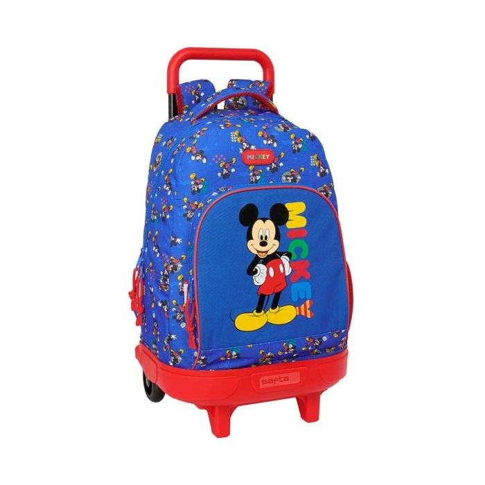 Safta Mickey Mouse Today Mochila con Carro - 33L - Bolsillo Frontal - Portabotellas - Doble Cremallera - Hombreras Acolchadas - Asa Acolchada - Tarjeta ID - Base Reforzada - 330x220x450mm - Color Azul