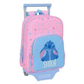 Safta Stitch Bright Mochila con Carro - Portabotellas - Hombreras Acolchadas - Mochila Extraible - Material Resistente - 10L - 26x11x67cm - Color Rosa